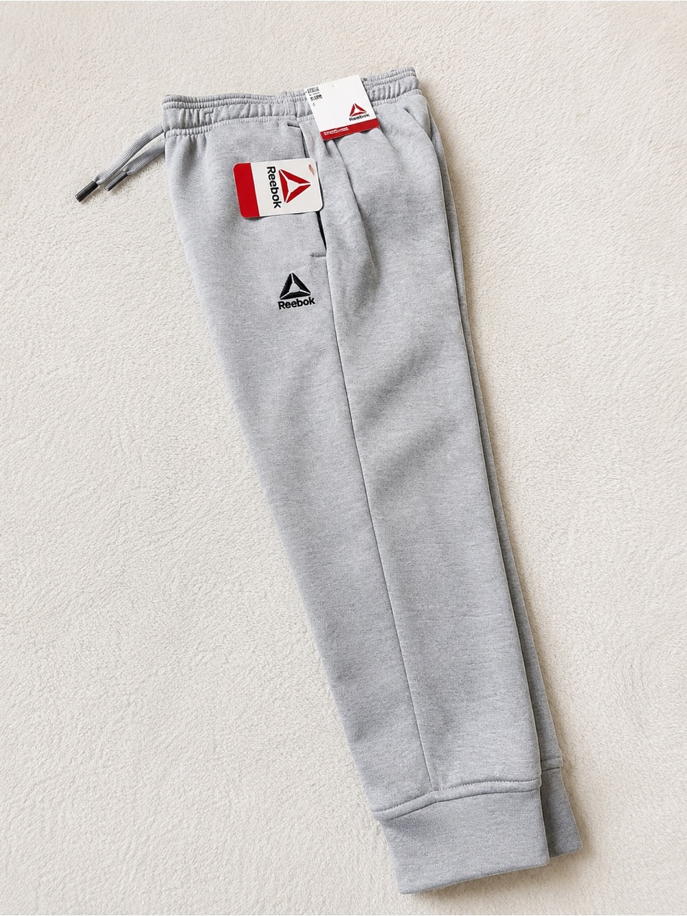 NWT Reebok Boys Gray Cool Down Jogger Sweatpants XS Athletic Drawstring